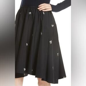 Vince Micro Floral Sharkbite Cotton Mini Skirt In Black Womens Size Large